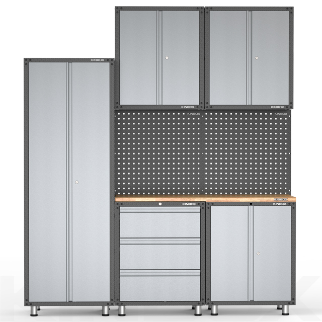 8 piezas Sistema de gabinete de almacenamiento de garaje de metal y taller
