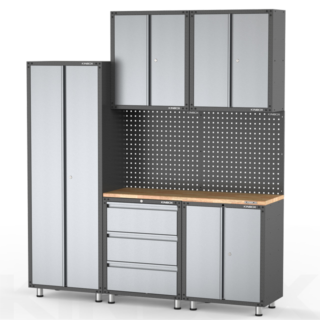 8 piezas Sistema de gabinete de almacenamiento de garaje de metal y taller
