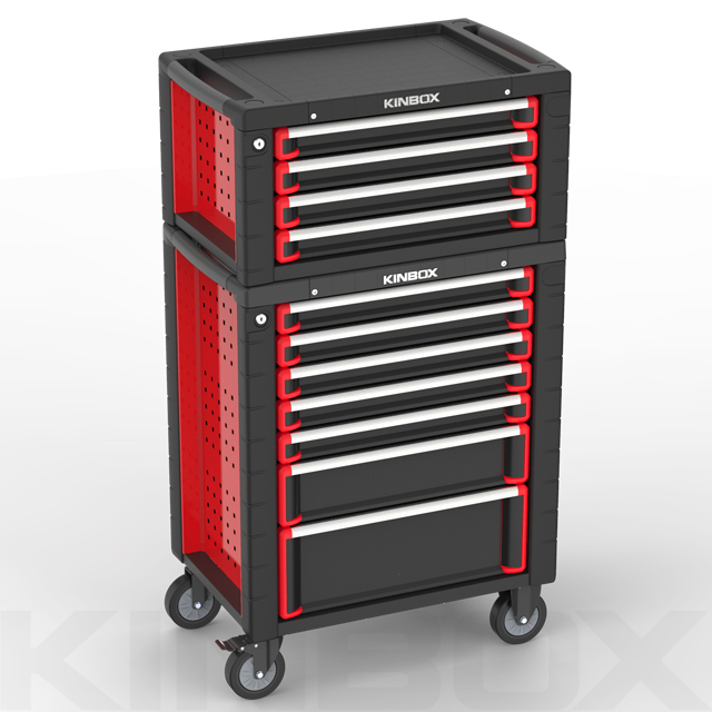 Caja de herramientas de rodadura Kinbox 11-Drawer, cofre de herramientas de rodadura con cajones y ruedas, gabinete de almacenamiento de herramientas con 4 ruedas giratorias