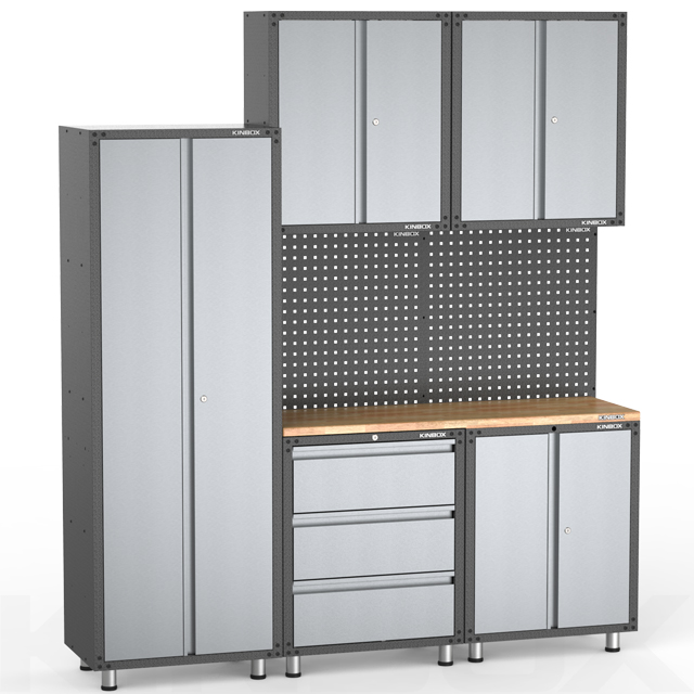 Sistema de gabinete de taller y almacenamiento de garaje de 8 piezas de metal