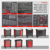 Gabinete de herramientas rodante de 7 cajones KINBOX | Carro de almacenamiento de garaje multifuncional con bandeja EPS, juego de 232 piezas