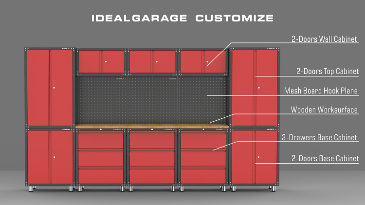 14 piezas El mejor banco de trabajo de garaje popular y almacenamiento