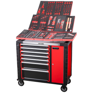 Carro de herramientas profesional Kinbox con bandeja EVA personalizable: panel de metal resistente, almacenamiento multifuncional y organización del kit de herramientas todo en uno